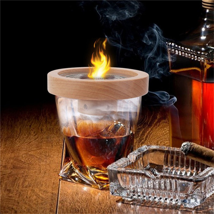 Whiskey Bourbon Drinking Cocktail Smoking Infuser Kit Wood Chips Cocktail Smoker Kit with Torch1.JPG